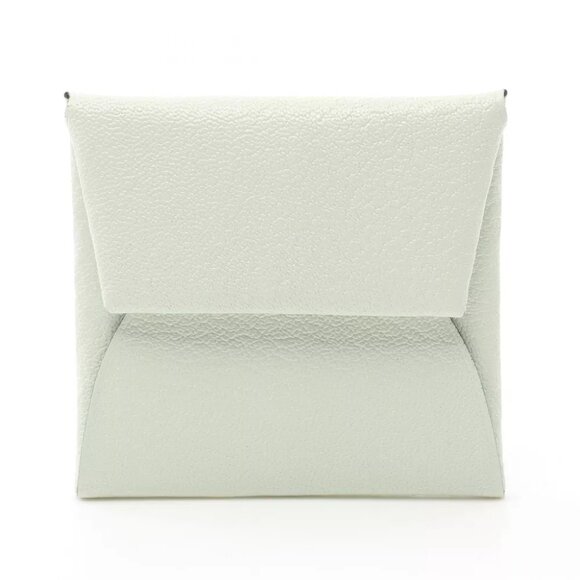 Auth HERMES Bastia Verso coin purse wallet Epsom leather Green Vert Fizz Used Wo - Picture 1 of 5